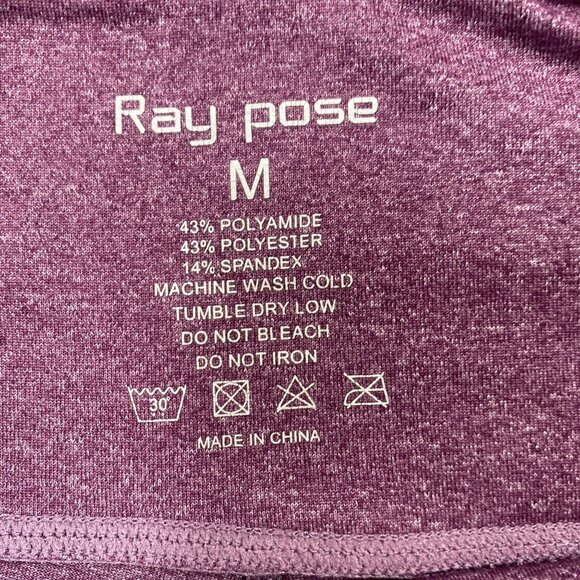 Ray Pose Womens Heather Purple Athletic Shorts Side Pockets & High Waist Design - Picture 6 of 12